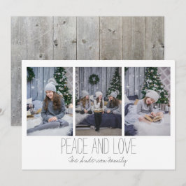 Einfache Drei-Foto-Ferienkarte Rustikal Feiertagskarte