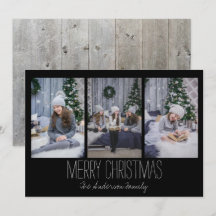 Einfache Drei-Foto-Ferienkarte Rustikal