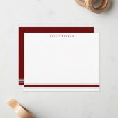 Einfache Drei Streifen Dard Red Gray Mens Schreibt Mitteilungskarte (Vorderseite/Rückseite Beispiel)