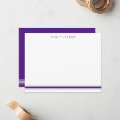 Einfache Drei Streifen Lila Gray Men's Stationery Mitteilungskarte (Vorderseite/Rückseite Beispiel)