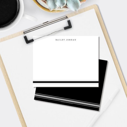 Einfache Drei Streifen Schwarz & Grau Herrengeschi Mitteilungskarte