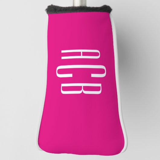 Einfache, dreimal bedruckte, rosa und weiße Monogr Golf Headcover (Rotieren 90)