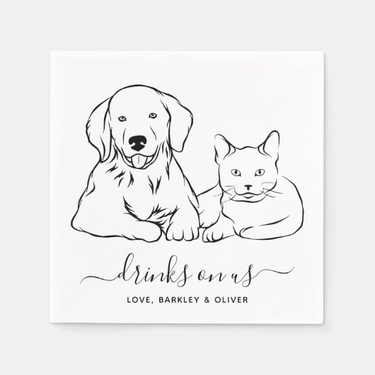 Einfache Drinks auf unserer Minimal Hunde Katze Ha Serviette (Vorderseite)