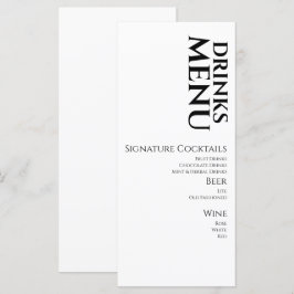 Einfache Drinks Cocktail Weinkarte für Hochzeiten Menükarte