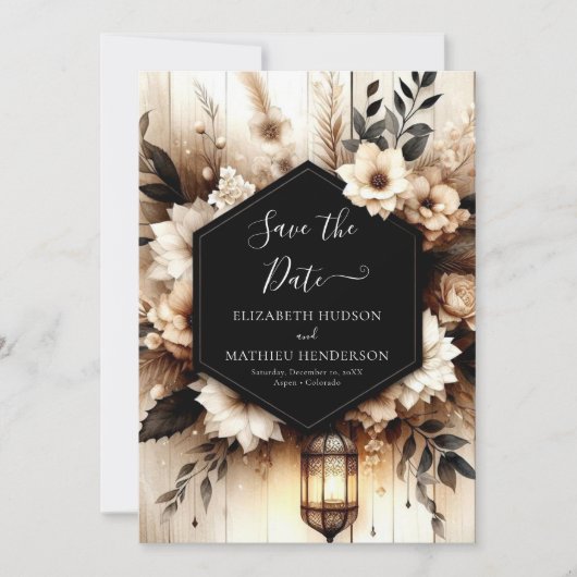 Einfache, druckbare Rustikale Hochzeit Save The Date (Vorderseite)