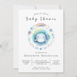 Einfache, druckbare Whale-Baby-Dusche Einladung