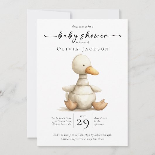 Einfache Duckbabwdusche für Wasserfarben Einladung (Vorderseite)