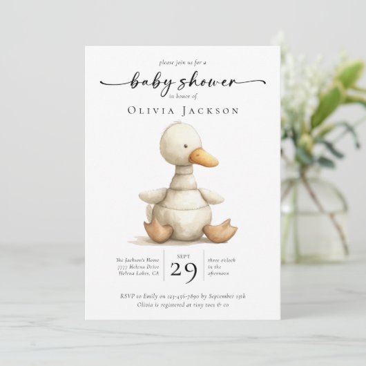 Einfache Duckbabwdusche für Wasserfarben Einladung (Stehend Vorderseite)