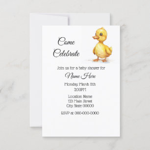 Einfache Duckling Duckling Babydusche Einladung