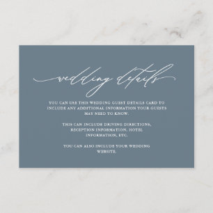 Einfache dunkelblaue Details mit Kalligrafie Begleitkarte