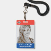 Einfache dunkelblaue, große Foto-Logo-Kodierung Ausweis (Vorderseite mit Lanyard)