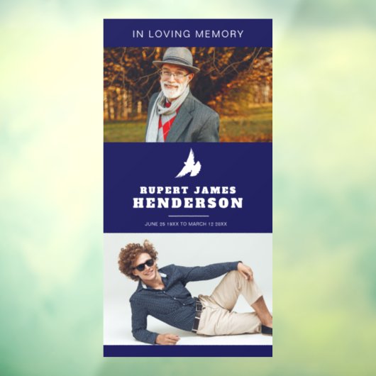 Einfache dunkelblaue Taube-Gedenkstätte für das Fo Fensteraufkleber (Blatt 3)