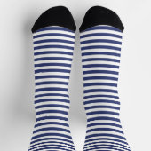 Einfache dunkelblaue und weiße horizontale Streife Socken (Oben)