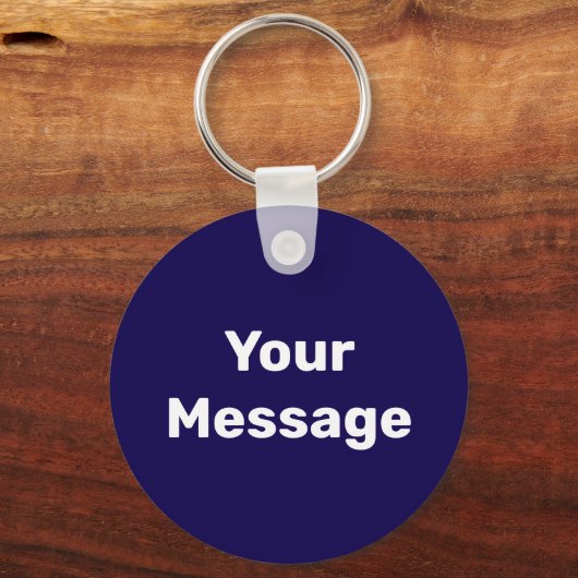 Einfache dunkelblaue und weiße Meldungsvorlage Schlüsselanhänger (Rückseite)