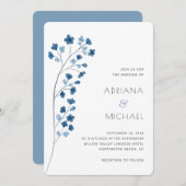 Einfache dunkelblaue Wasserfarben - Einladung (Vorne/Hinten)