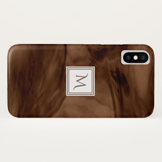 Einfache dunkelbraune, subtile Marmorverkleidung M Case-Mate iPhone Hülle (Rückseite (Horizontal))