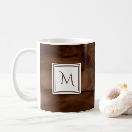 Einfache dunkelbraune, subtile Marmorverkleidung M Kaffeetasse (Mit Donut)