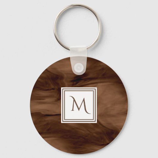 Einfache dunkelbraune, subtile Marmorverkleidung M Schlüsselanhänger (Vorderseite)