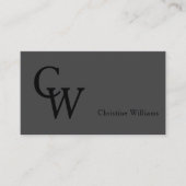 Einfache dunkelgraue, elegante Monogramm Beruflich Visitenkarte (Vorderseite)