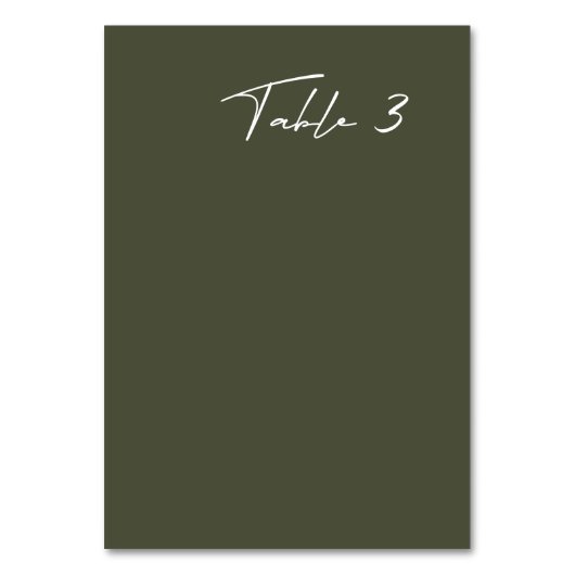 Einfache dunkelgraue moderne Hochzeitsstimmung - T Tischnummer (Vorderseite)