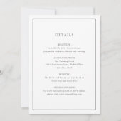 Einfache dunkelgraue Monogram-Elegante Hochzeit Einladung (Rückseite)