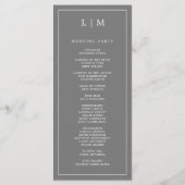Einfache dunkelgraue Monogram-Elegante Hochzeit Programm (Rückseite)