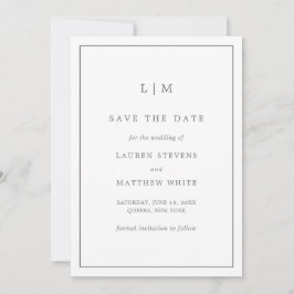 Einfache dunkelgraue Monogram-Elegante Hochzeit Save The Date
