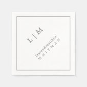 Einfache dunkelgraue Monogram-Elegante Hochzeit Serviette (Vorderseite)