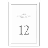 Einfache dunkelgraue Monogram-Elegante Hochzeit Tischnummer (Vorderseite)