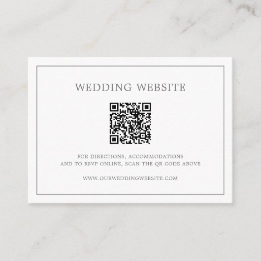 Einfache dunkelgraue Monogram QR Code Elegante Hoc Begleitkarte (Vorderseite)