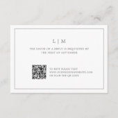Einfache dunkelgraue Monogram QR Code Elegante Hoc RSVP Karte (Vorderseite)