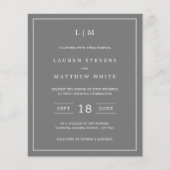 Einfache dunkelgraue Monogramm-Hochzeit Einladung (Vorderseite)