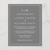 Einfache dunkelgraue Monogramm-Hochzeit Einladung (Vorderseite)