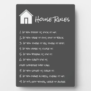 Einfache dunkelgraue und weiße Hausregeln Fotoplatte