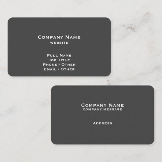 Einfache dunkelgraue Visitenkarte (Vorne/Hinten)