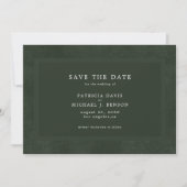 Einfache, dunkelgrüne, elegante Hochzeit Save The Date (Vorderseite)