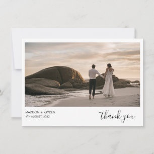 Einfache Dunkelgrüne Landschaft Foto Hochzeit Dankeskarte