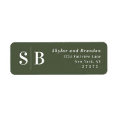 Einfache dunkelgrüne Monogram-Hochzeitstil-Rücksen (Vorne)