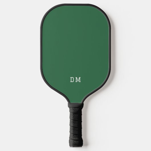 Einfache dunkelgrüne Monogramm-Initialen Pickleball Schläger (Vorderseite)