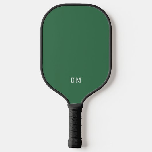 Einfache dunkelgrüne Monogramm-Initialen Pickleball Schläger (Rückseite)