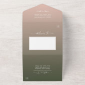 Einfache dunkelgrüne und rot-grüne Ombre-Hochzeit All In One Einladung (Außenbereich)