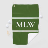 Einfache dunkelgrüne und weiße Monogramm-Vorlage Golfhandtuch (Insitu)