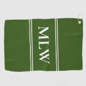 Einfache dunkelgrüne und weiße Monogramm-Vorlage Golfhandtuch (Horizontal)