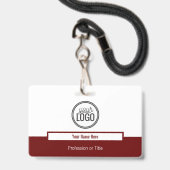 Einfache dunkelrote Berufliche Bezeichnung Ausweis (Vorderseite mit Lanyard)