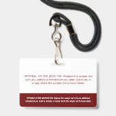 Einfache dunkelrote Berufliche Bezeichnung Ausweis (Rückseite mit Lanyard)