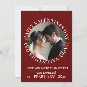Einfache dunkelrote Foto Valentinstag Karte