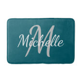 Einfache dunkle aquamarine Bold Typografy und Name Badematte (Vorderseite)