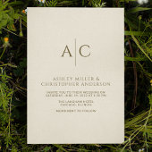 Einfache dunkle Bronze- und Gold-Monogramm-Hochzei Einladung