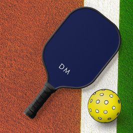 Einfache dunkle dunkelblaue Monogramm-Initialen Pickleball Schläger
