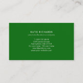 Einfache dunkle Emerald Green Business Card Visitenkarte (Rückseite)
